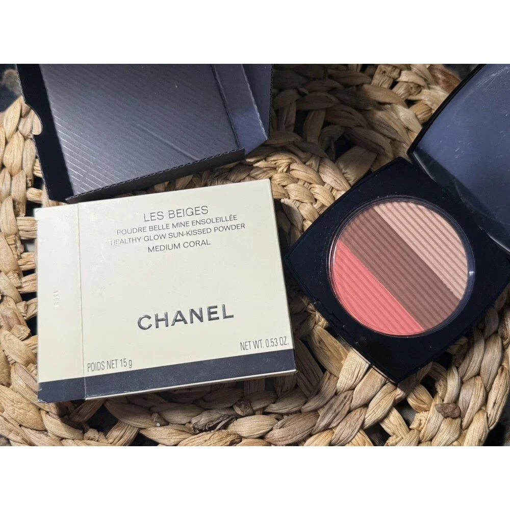 CHANEL LES BEIGES Glow Sun Kiss Powder Bronzer Blush Highlighter MEDIUM CORAL